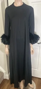 Vestido Dorian by Leo Narducci Glamoroso Negro Mangas Plumas De Colección Años 70 - Imagen 1 de 9