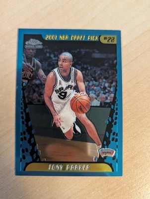 2001-02 Topps cromo Tony Parker novato RC #155 Spurs Foto 1 de 2