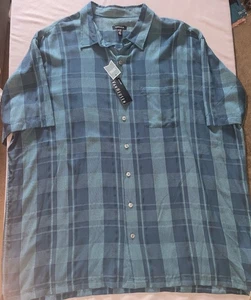 Van Heusen Shirt Mens 3XLT Classic Fit Aqua Whale Short Sleeve Button Very Soft - Picture 1 of 8