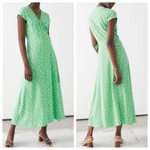 Nuevo con etiquetas & Other Stories Vestido Midi Envolvente Verde Floral Talla 2 EE. UU. - Imagen 1 de 7