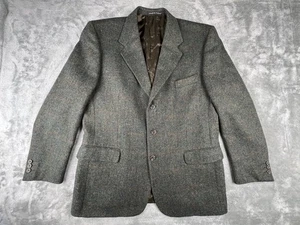 Donegal Irish Wool Tweed Sport Coat Blazer Mens 44R Green Herringbone Jacket VTG - Picture 1 of 15