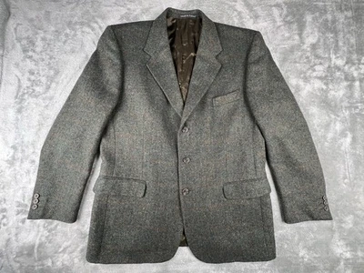 Donegal Irish Wool Tweed Sport Coat Blazer Mens 44R Green Herringbone Jacket VTG - Image 1 of 4