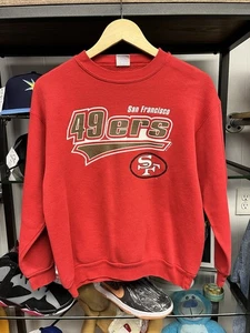 Vintage 1980s Starter San Francisco 49ers NFL Red Script Logo Sweatshirt Size L - Picture 1 of 7