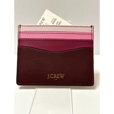 J Crew Leather Burgundy Berry Pink Card Holder  *New with Tags - Image 1 of 4
