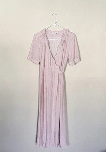 Uniqlo Ines de la Fressange Dress Women M Pink Wrap Midi Rayon Summer Boho - Picture 1 of 10