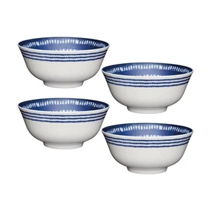 Set of 4 KitchenCraft Blue and White Greek Style Ceramic Bowls - Picture 1 of 8