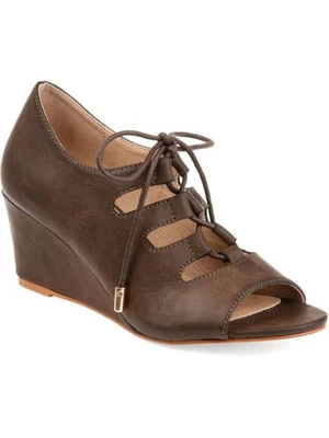 JOURNEE COLLECTION Womens Brown Cut-Out Kortlin Round Toe Wedge Sandals 8 M - Image 1 of 4
