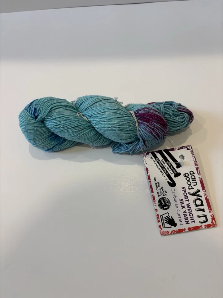 NEW Darn Good Yarn 200 Yds Sport Weight Silk Yarn Caribbean Current NEW 1 Skein - Image 1 of 2