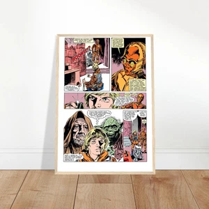 Póster enmarcado con panel de cómic clásico de Star Wars - escena de Luke, Yoda y C-3PO - Imagen 1 de 9