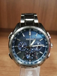 SEIKO 8b92-0ab0 Chronograph  Quartz Men's Watch Blue Dial Analog From Japan - Picture 1 of 8
