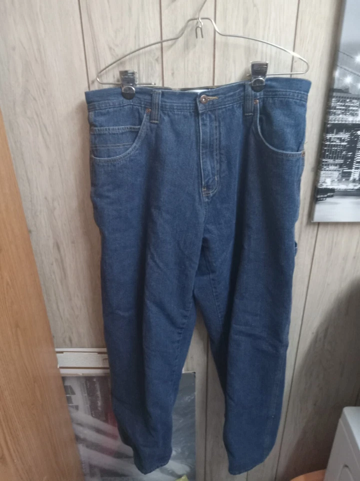 Pantalones de mezclilla de carpintero forrados de franela Faded Glory para hombre de vellón 34x30 de colección  Foto 1 de 4