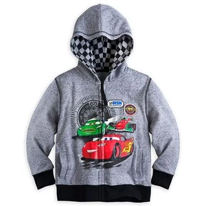 Disney Store Cars Lightning McQueen Zipper Front Hoodie Sweat Shirt Boy 5/6 - Picture 1 of 2