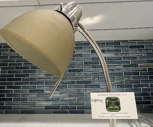 Modern Industrial Gooseneck Desk Lamp With Glass Fixture And Chrome Frame - Picture 1 of 21