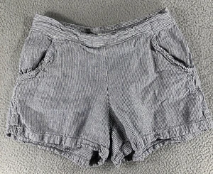 Max Studio Shorts Women's Large Blue White Stripe Linen Blend Coastal Beachy - Picture 1 of 10