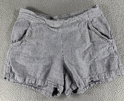 Max Studio Shorts Women's Large Blue White Stripe Linen Blend Coastal Beachy - Image 1 of 4