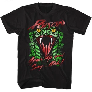 Poison Open Up And Say Ahh Cobra Men's T Shirt 80's Rock Band Merch - Picture 1 of 3