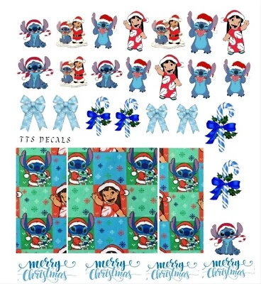 Lilo And Stitch Christmas Nail Art Water Decals