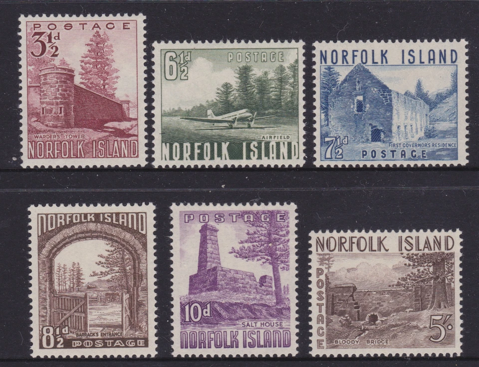 1953 Norfolk Island Definitives Set (6) to 5/- Bloody Bridge MH         REF:NI04 - Image 1 of 1