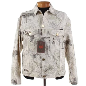 Etro NWT Cotton Blend Jean Jacket Size Large In Multicolored Safari Print - Picture 1 of 14