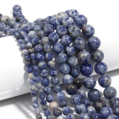 Natural Stone White Blue Sodalite Round Spacer Bead Jewelry Making 4 6 8 10 12mm - Image 1 of 4