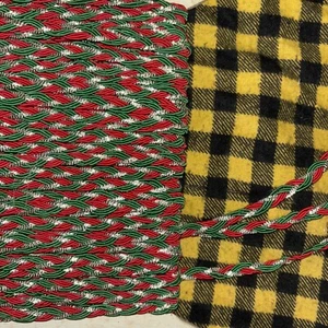 Vintage Cord Rope Braid Trim~Metallic Silver Green, Red 18 Yard Non Wire Twisted - Picture 1 of 6