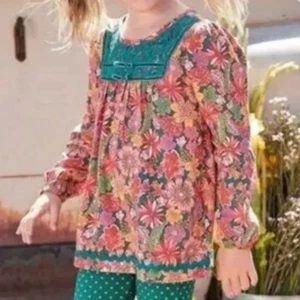 Matilda Jane Freshly Baked Pies Floral Tunic Top Blouse Size 8 - Picture 1 of 4