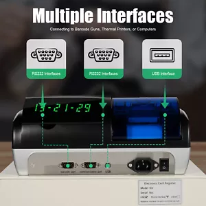 Electronic POS System Cash Register LED Display For Retail W/ Drawer 48 Keys US - Picture 1 of 23