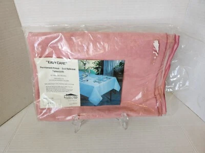 NEW Vintage "Easy Care" Pink Tablecloth 52x52 Permanent Press Soil Release  - Image 1 of 4