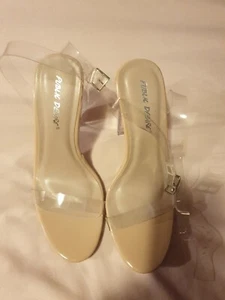 PUBLIC DESIRE clear ankle strap platform sole SANDALS HEELS SZ 37 (AU6, UK4) - Picture 1 of 5