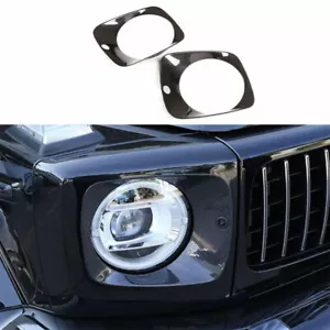 For Benz G-Class G63 2019-2022 Dry Carbon Fiber Headlight Cover Front Lamp Bezel - Picture 1 of 11