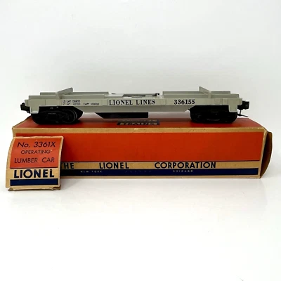 LIONEL O GAUGE 336155 FLAT Operating Lumber CAR 1:48 Scale Gray #3361X Vibtage - Image 1 of 4