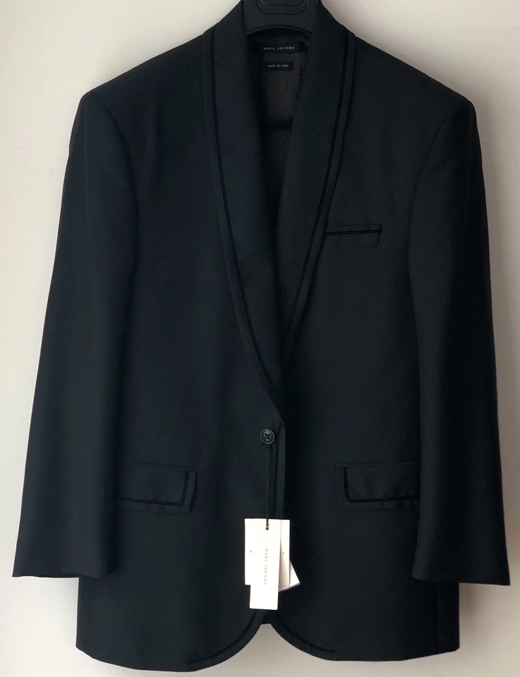 Nova Jaqueta Marc Jacobs $1400 Preta Smoking Blazer de Lã/Mohair Masculina Itália UE48/EUA38 - Imagem 1 de 4