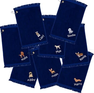 ¡Tu raza perro toalla de golf bordada con gancho! Toalla de golf de terciopelo cosida para perro - Imagen 1 de 12