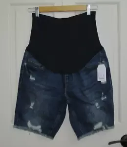 Bermudas de jean Time and Tru Maternity para mujer S 4-6 desgastadas 46-26480 nuevas con etiquetas - Imagen 1 de 3