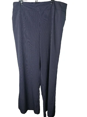 New York Company Stretch Woman XXL Pants Blue White Striped Pullon Stretch Waist - Image 1 of 4