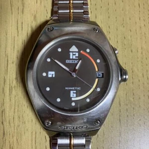 Seiko Kinetic Watch Silver color Stainless steel Without box Non working Junk - Picture 1 of 4
