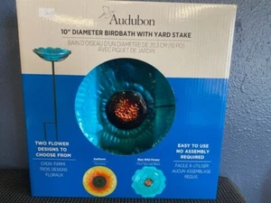Audubon 10" Durchmesser Vogeltränke mit 26" Pfahlhöhe - "blaue Wildblume" - Bild 1 von 4