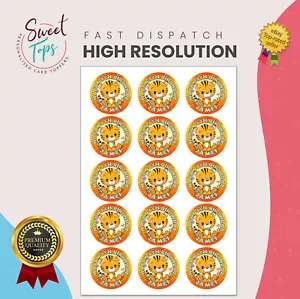 15X TOPPER CUPCAKE COMPLEANNO COMMESTIBILI ROTONDI PERSONALIZZATI TIGRE 2" - Foto 1 di 1