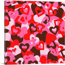 ARTCANVAS Red Pink White Camo Camouflage Heart Pattern Canvas Art Print