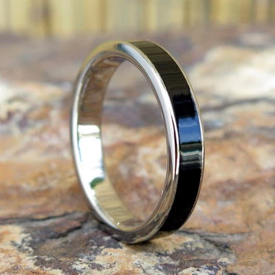 Alianza de anillo de boda de titanio de madera de gabón para joyería hawaiana 4 mm #TRE-1001-04 Foto 1 de 3