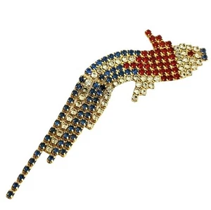 DOROTHY BAUER Fish Brooch Red White Blue Rhinestone Drippy Book Piece VTG - Picture 1 of 12