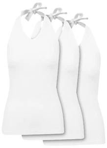 Build your Brand Mujeres Anudado Al Cuello Camisa 3-Pack Camiseta Top Elástico - Picture 1 of 5