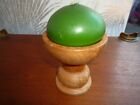 VINTAGE WOODEN CANDLE HOLDER WITH CANDLE