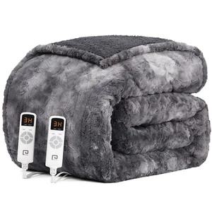 EHEYCIGA Electric Heated Blanket Throw Faux Fur, GRAY 50 x 60 inches - Picture 1 of 2