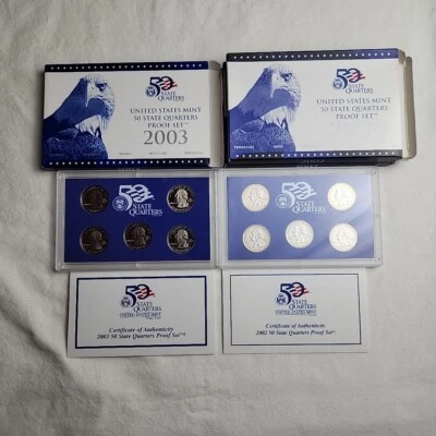 2002 And 2003 U.S. Mint 50 State Quarters Clad Lot 3, (1) 2003, (2) 2002 Box COA - Image 1 of 3