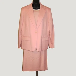 Pendleton Sz 18 Petite Pink 3 Piece Lined Wool Skirt Suit w Blazer Sz L Silk Top - Picture 1 of 12