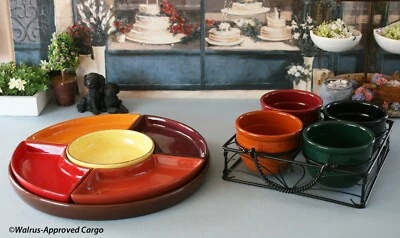 JUEGO DE BANDEJA SECCIONAL DE APERITIVOS DE CERÁMICA DE 6 PIEZAS Y TAZÓN DE BOCADILLOS DE 5 PIEZAS - COME EL ENCANTO Foto 1 de 4