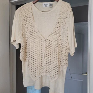 NWT Cervelle Vintage Two Piece Ivory Outfit Silk Size 1X - Picture 1 of 8