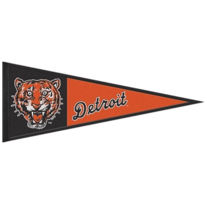 Detroit Tigers Throwback MLB Embroidered Wool 13" x 32" Pennant - Image 1 of 1