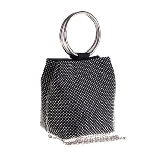 Damen Eimer Design Abendtaschen Kristall Handtaschen Griff Geldbörse Mode Ketten - Bild 1 von 21